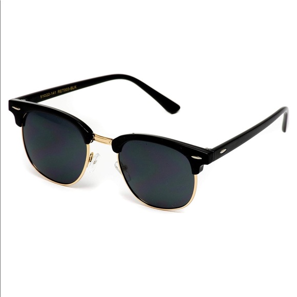 Clubmaster Sunglasses Black Frame Lens Polarized - Picture 2 of 5